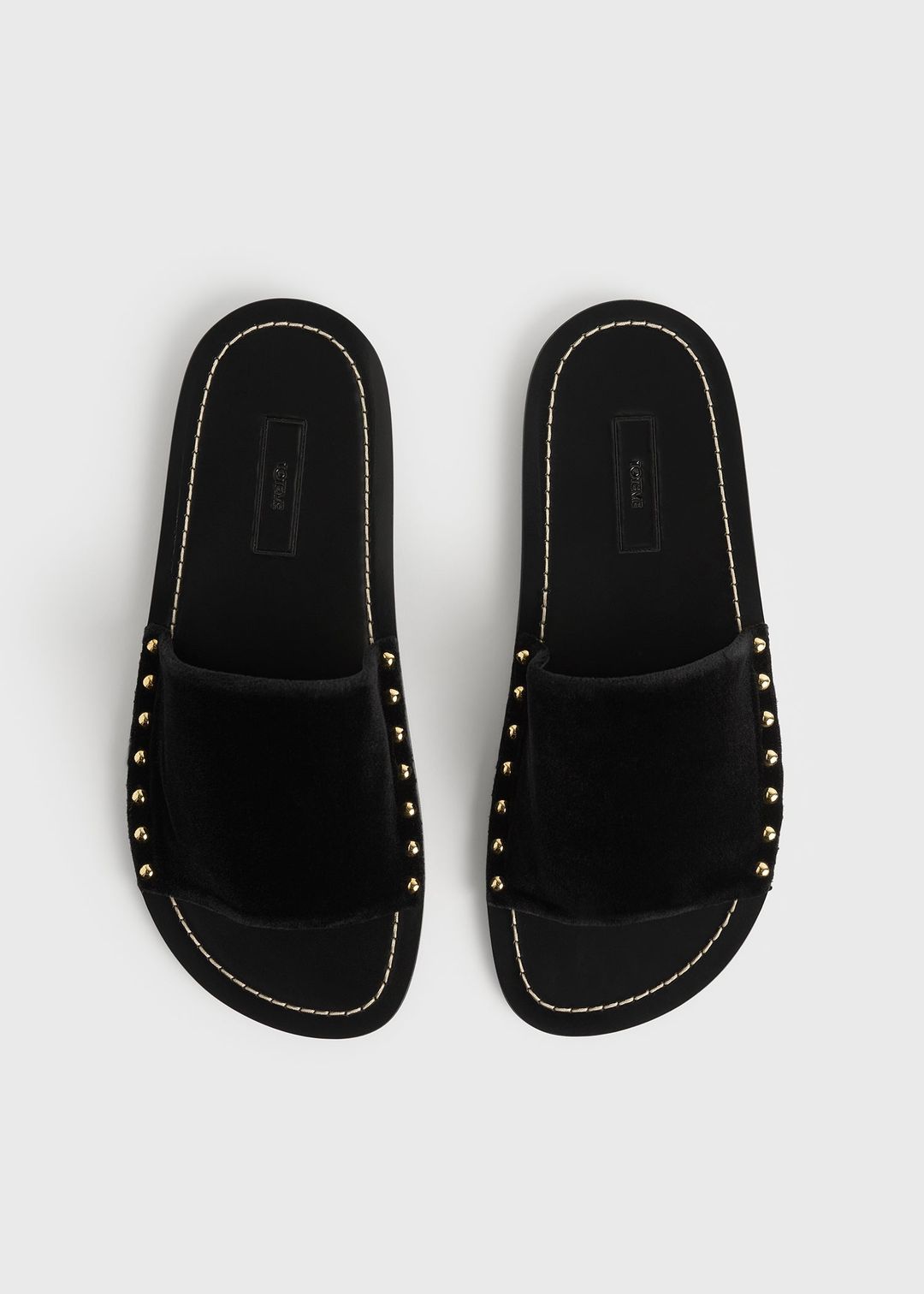 Studded velvet slides black #4
