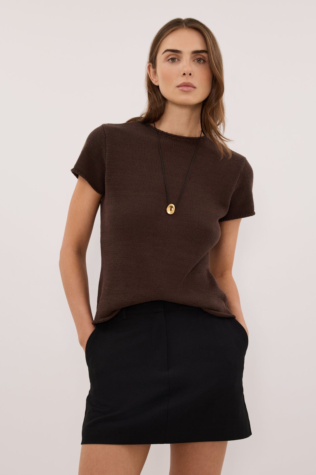 ORIA BURNT CHOC COTTON BABY TEE