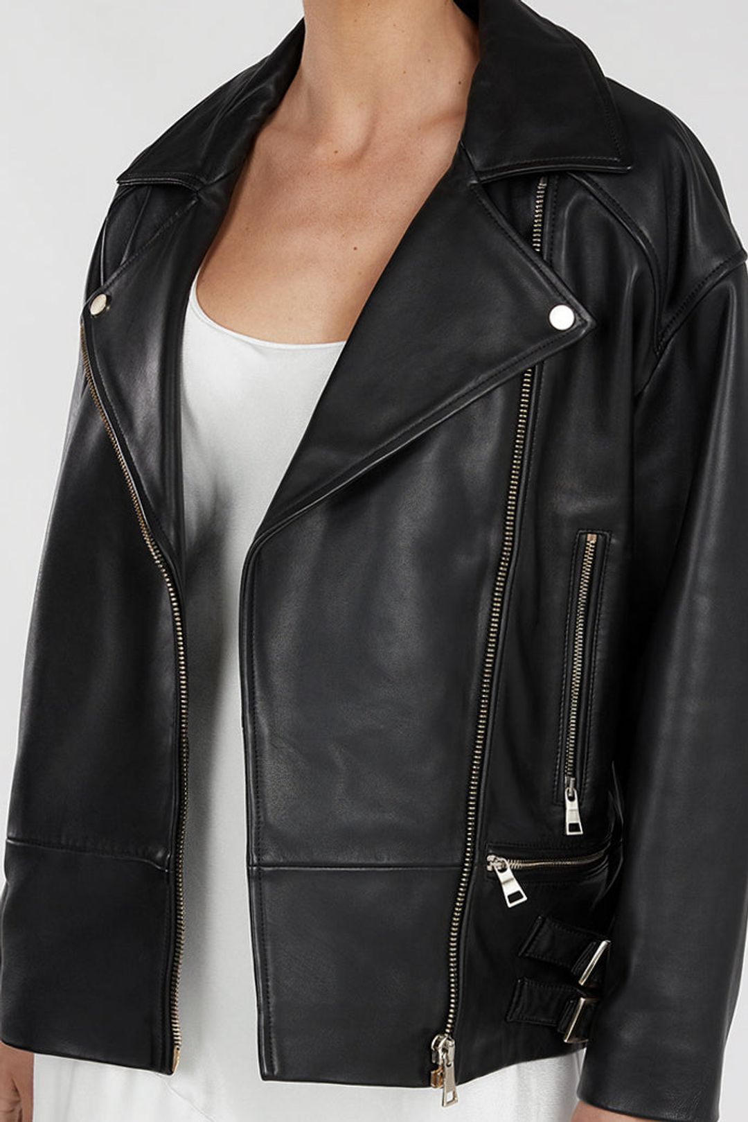 TORI BLACK LEATHER BIKER JACKET #5