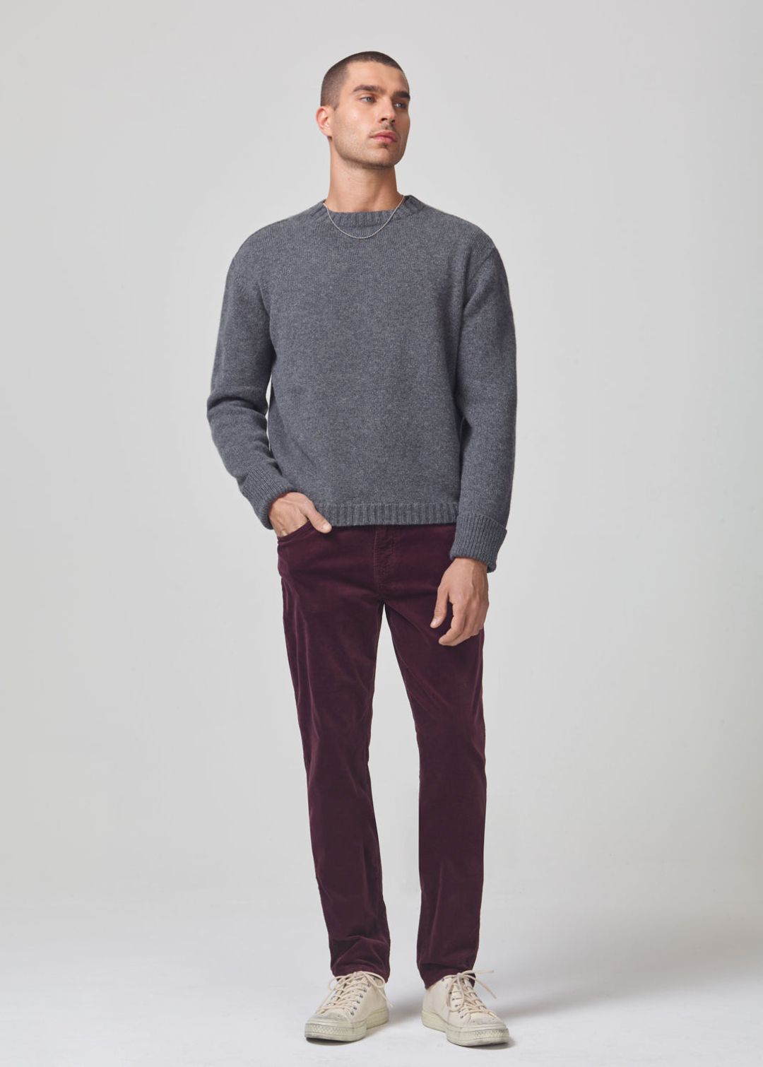 London Tapered Slim Velvet in Barolo