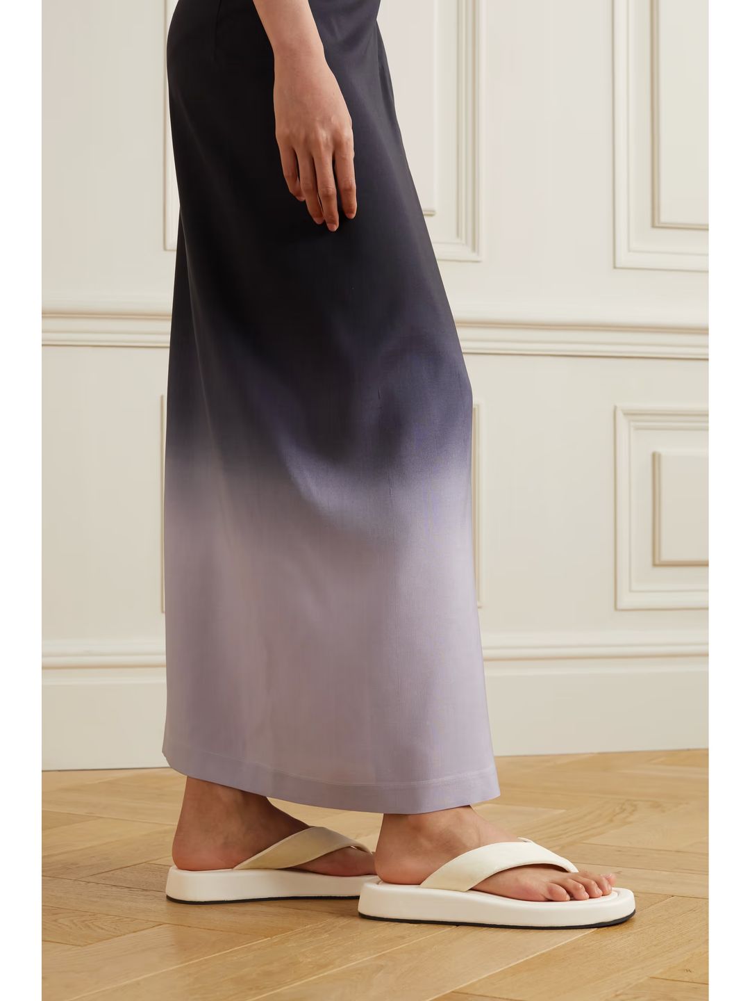 Ginza leather and velvet platform flip flops #2