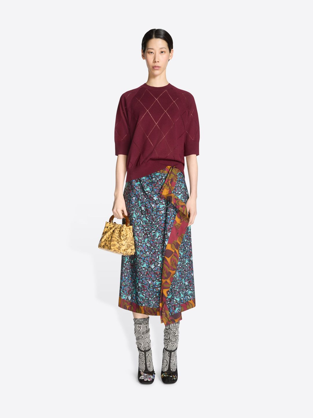 Draped viscose skirt