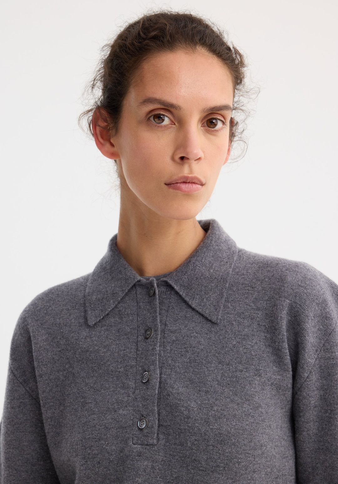 Compact knitted polo | mid grey melange #4