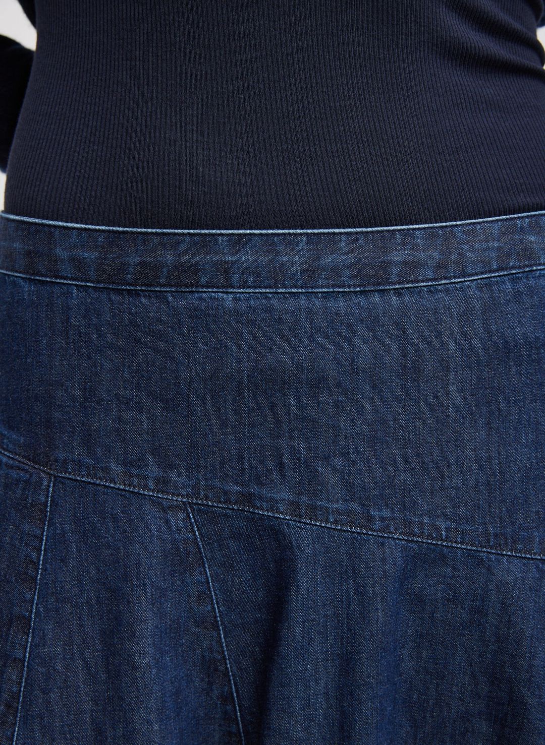 Light Weight Indigo Denim Asymmetrical Balloon Skirt #7