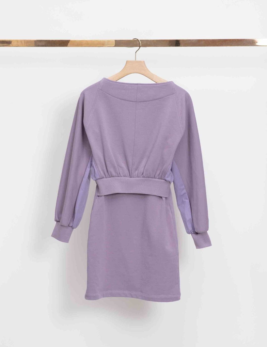 Long Sleeve French Terry Combo Henley Mini Dress #3