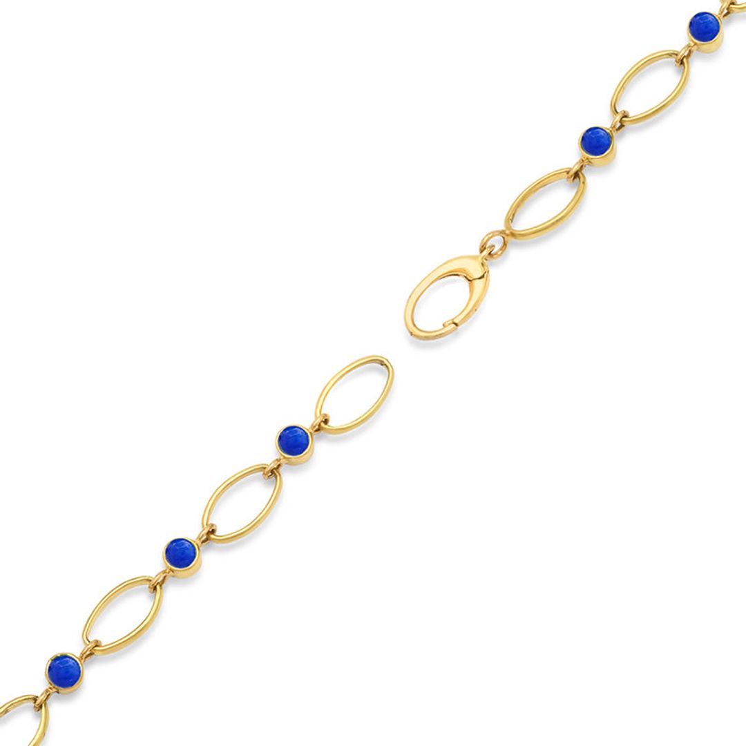 Medium Edith Link Necklace with Lapis Bezel Accents #3