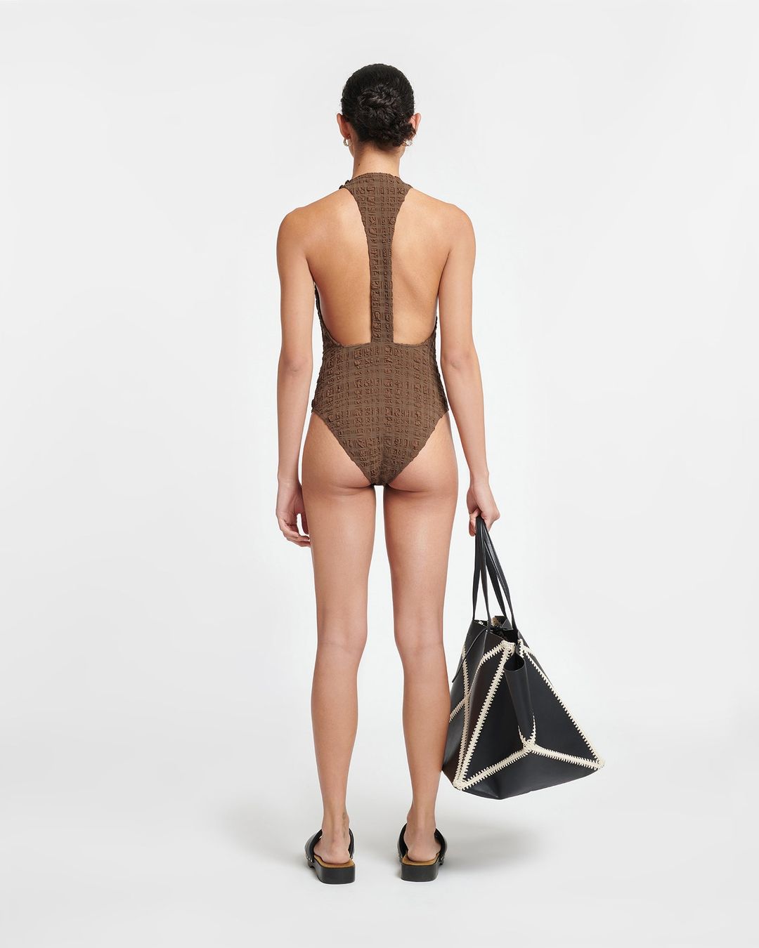 Irina - Seersucker Bodysuit - Dark Brown #3