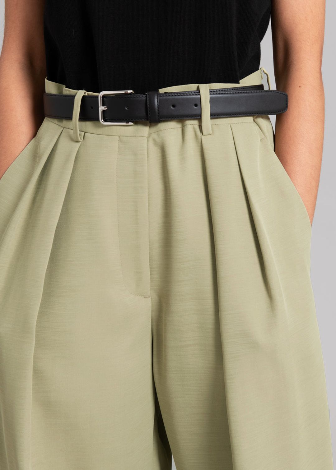 Port Pleated Pants - Sage #4