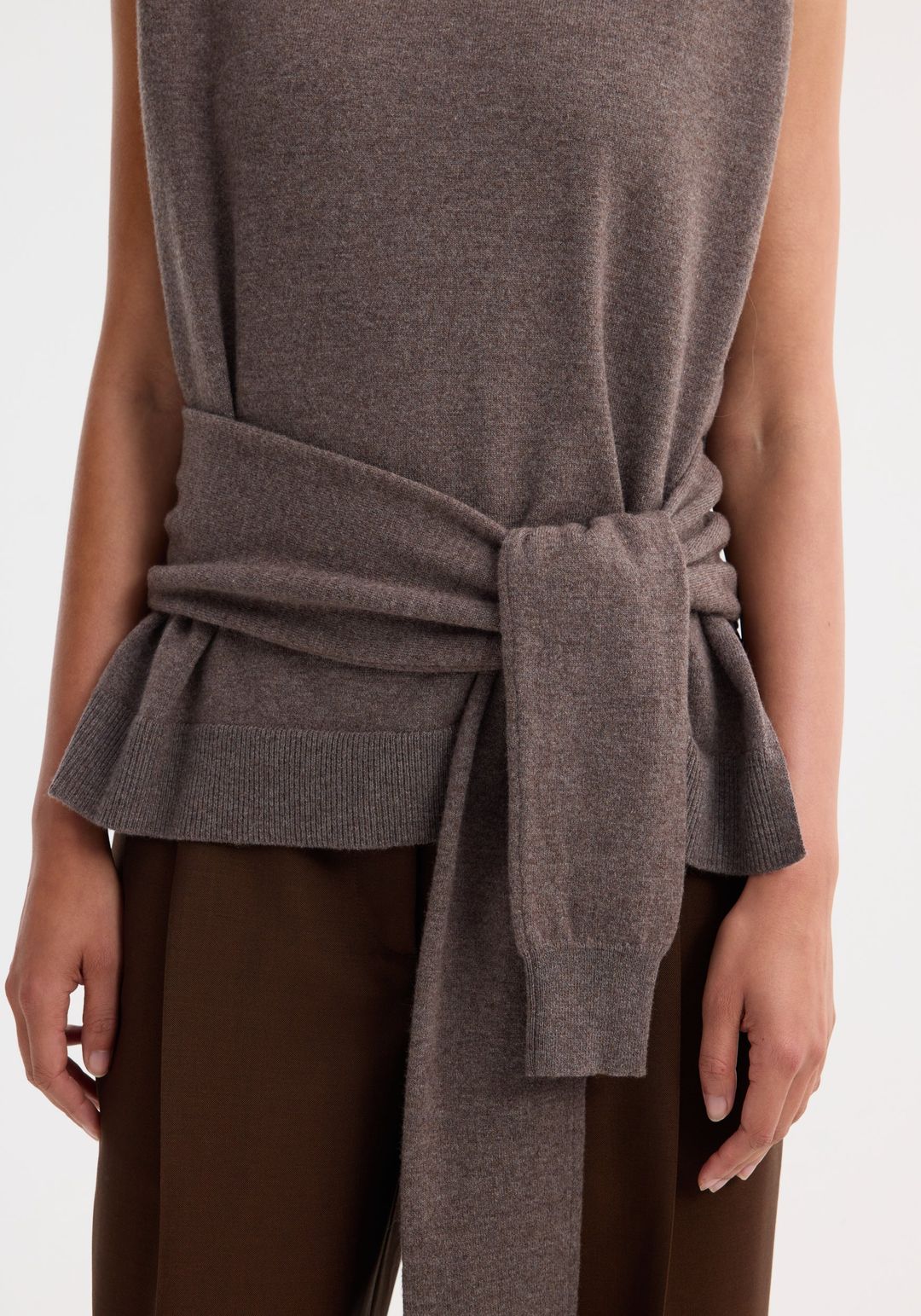 Double-layered knit top | mud melange #4