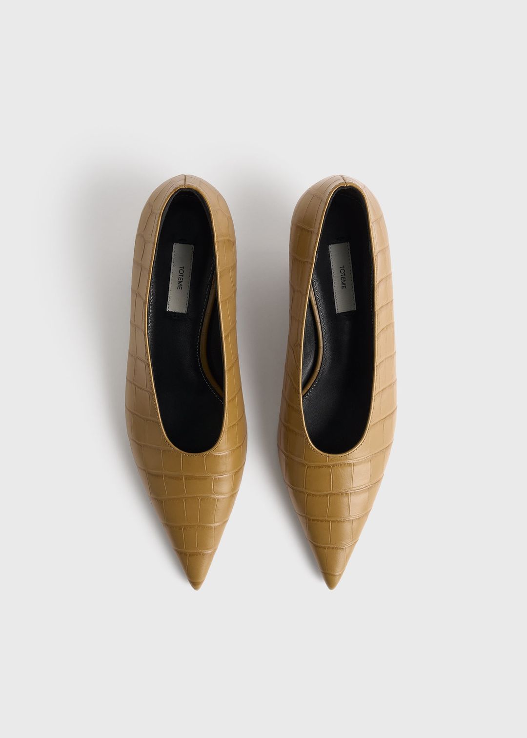 Sharp croco-embossed kitten pumps biscuit #4