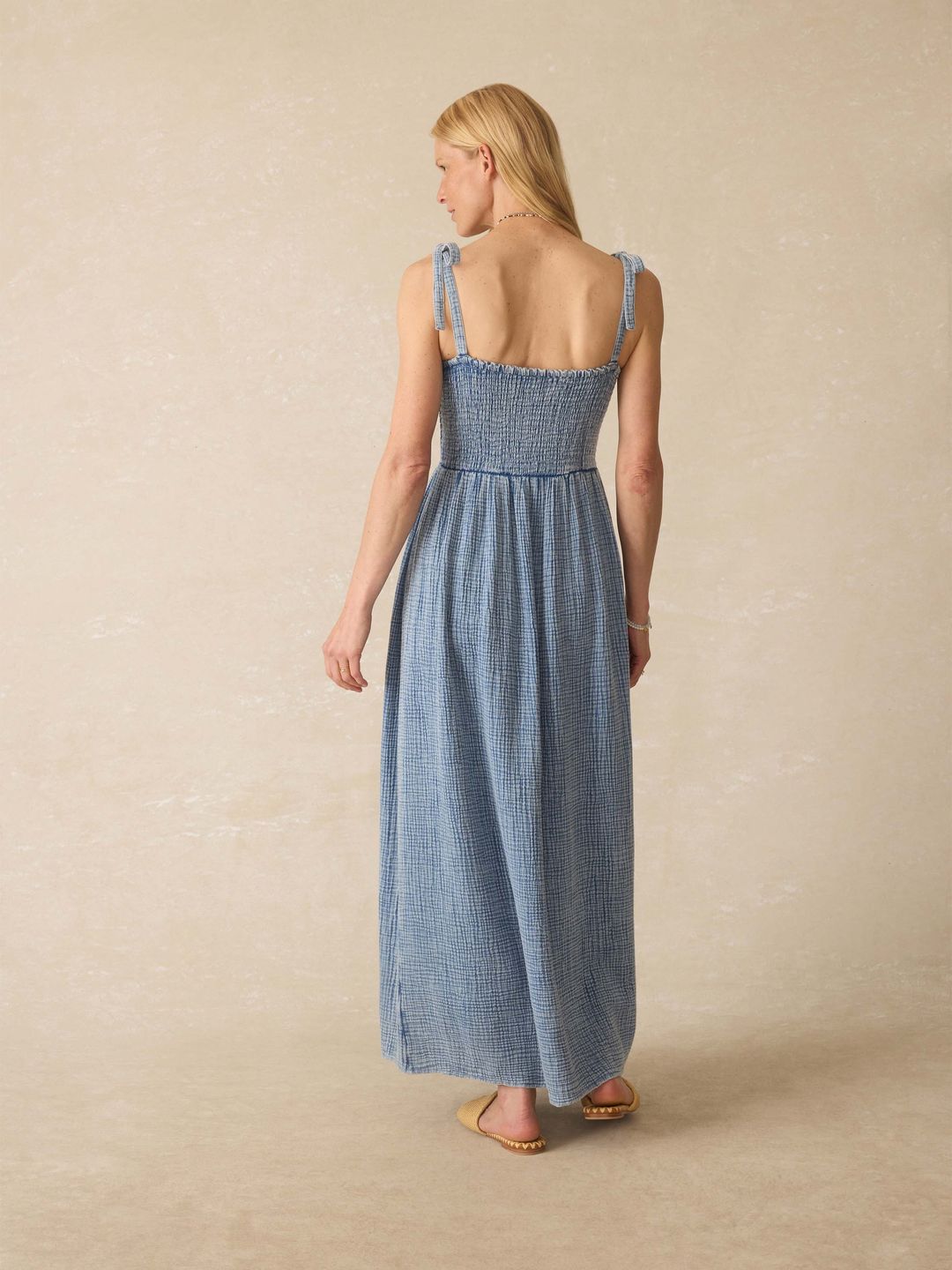 Dune Cotton Gauze Ella Dress - Light Indigo Wash #3