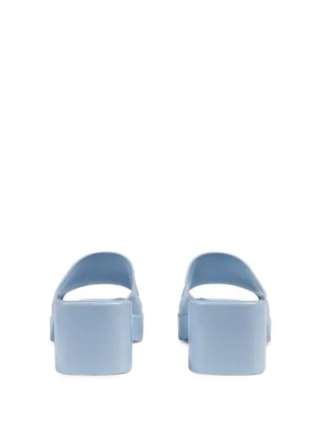 Rubber Logo Platform Slide Sandal In Light Blue #9