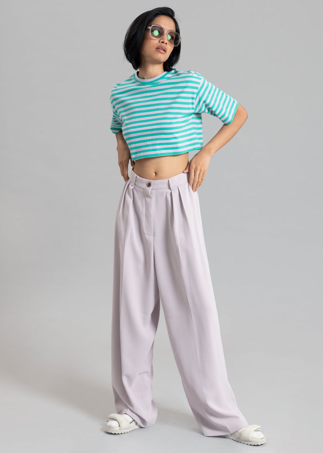 Karina Cropped T-Shirt - Sea Green/Lilac #4