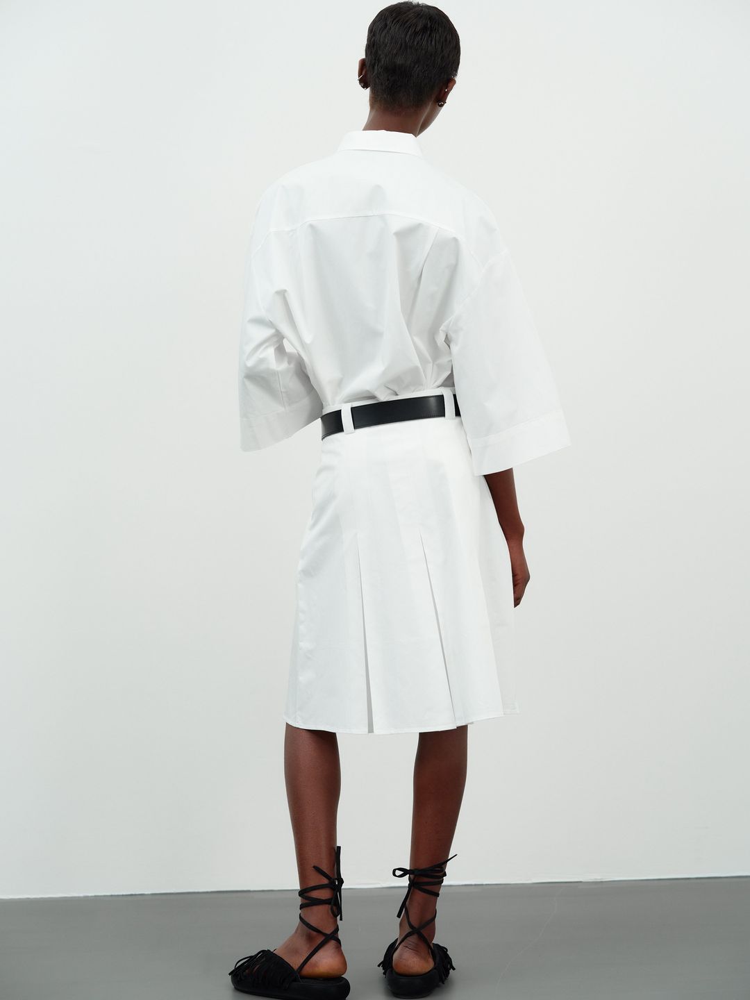 Wide Pleat Skirt, White #6