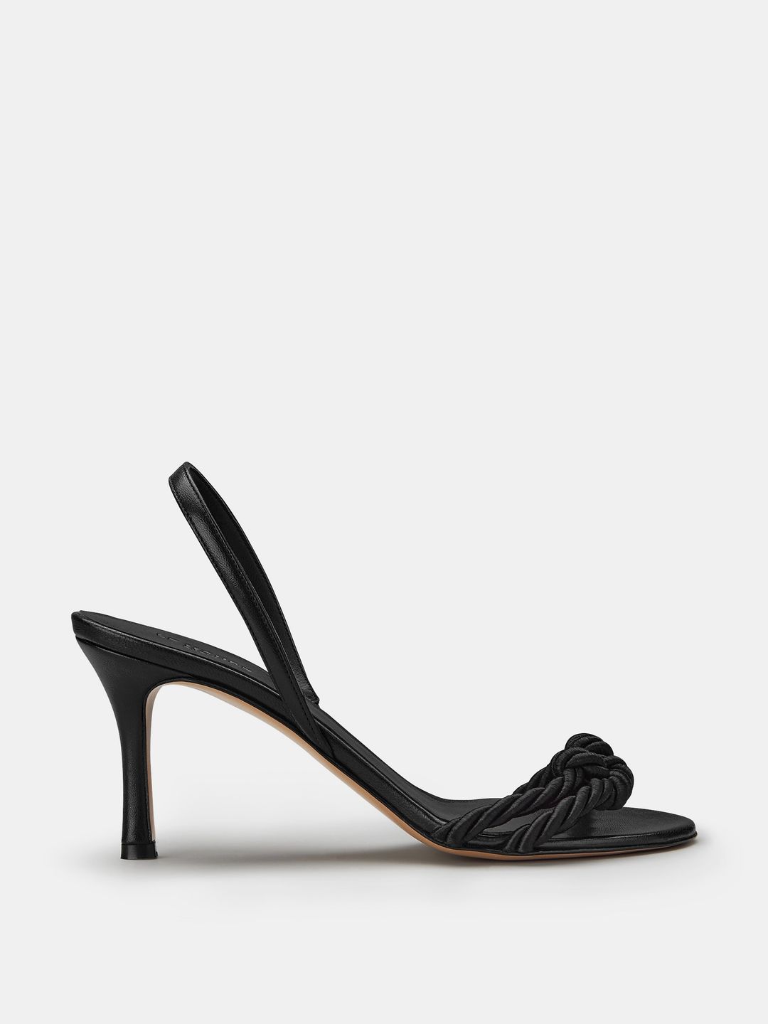 80mm Slingback Rope Heel Sandal / Black Leather-Viscose