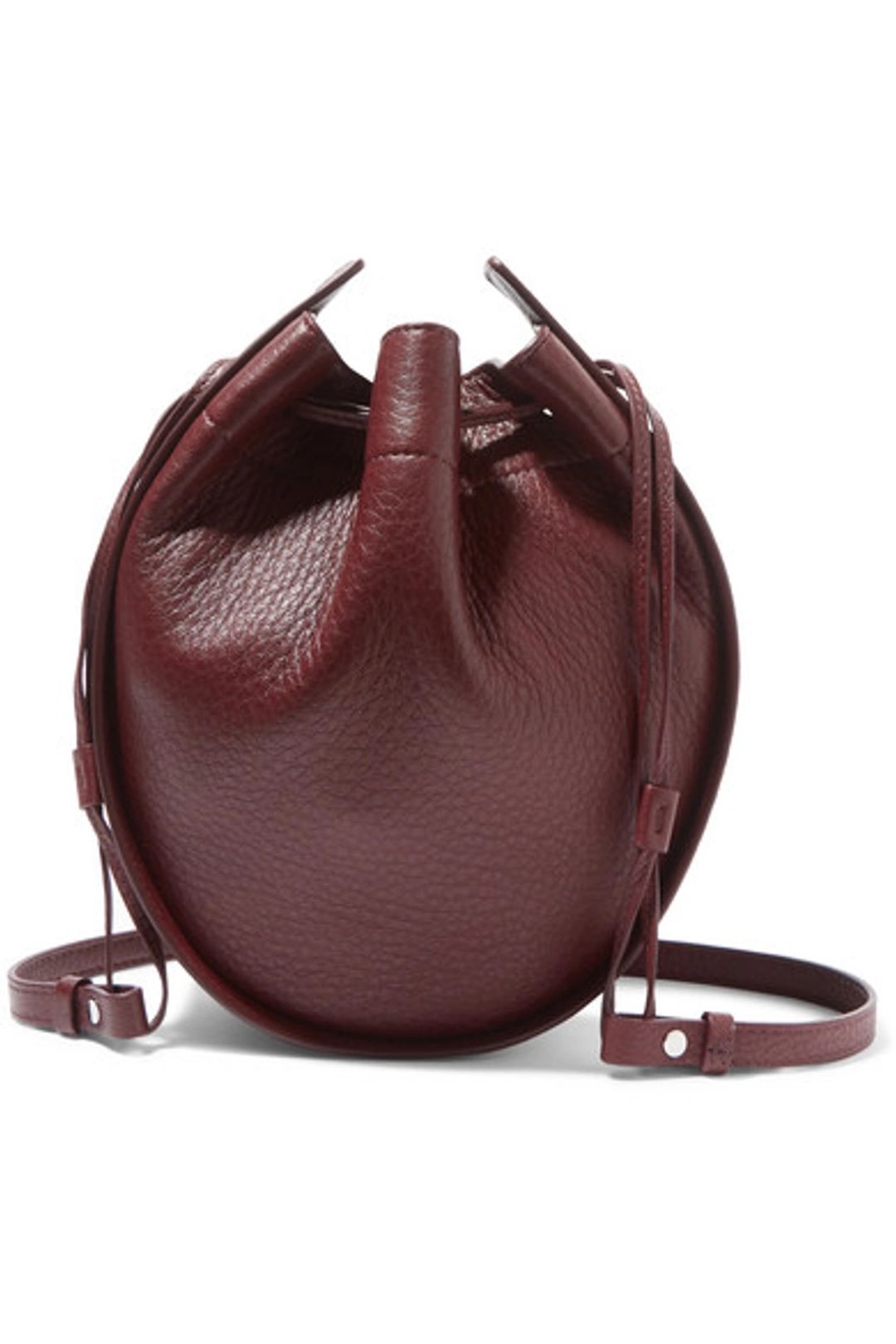 Drawstring Deerskin Leather Pouch Bag In Burgundy