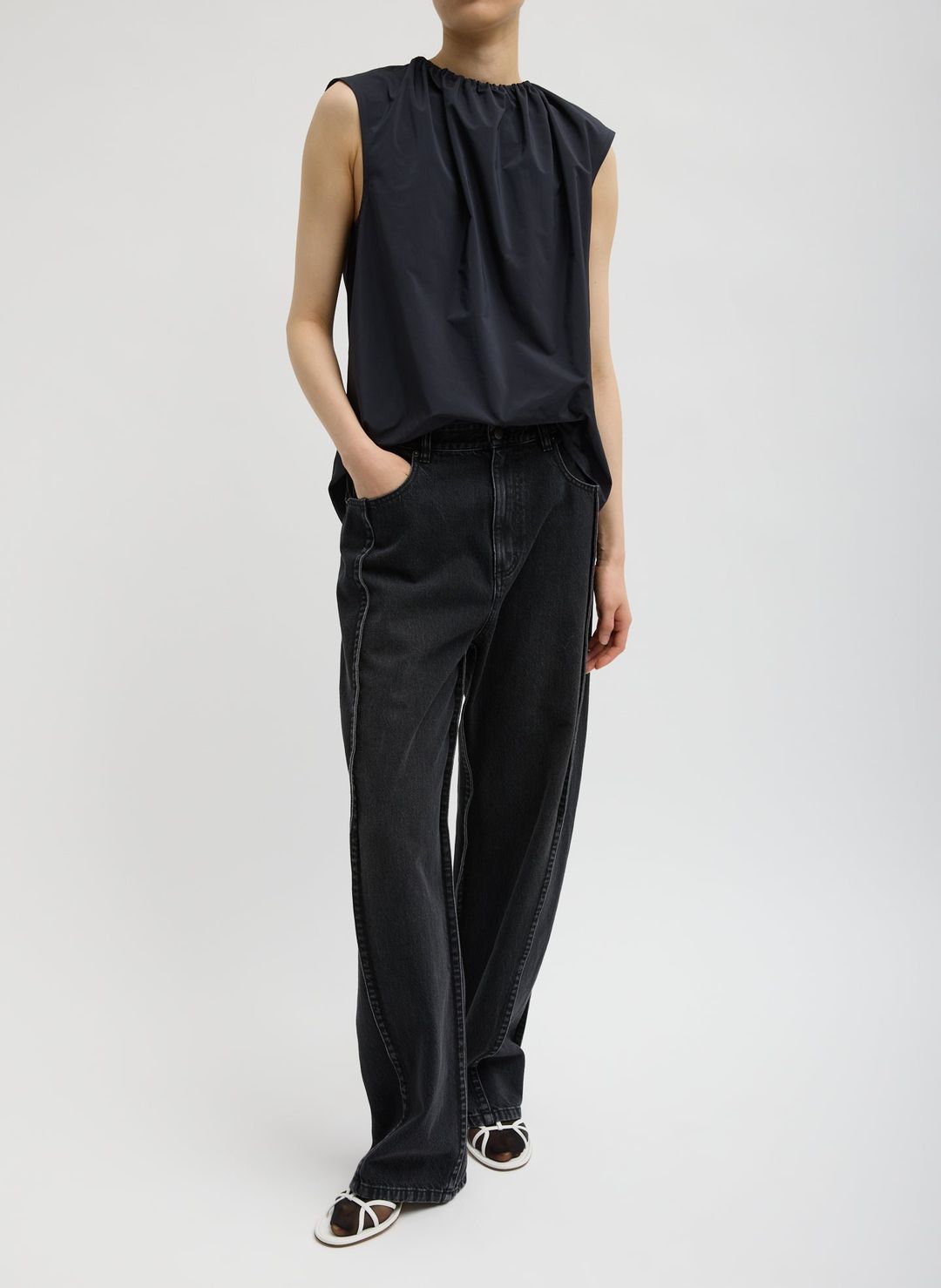 Nylon Shirred Neck Top #6