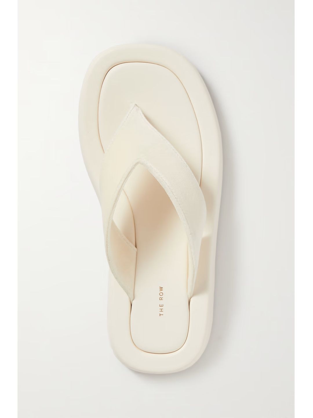 Ginza leather and velvet platform flip flops #5