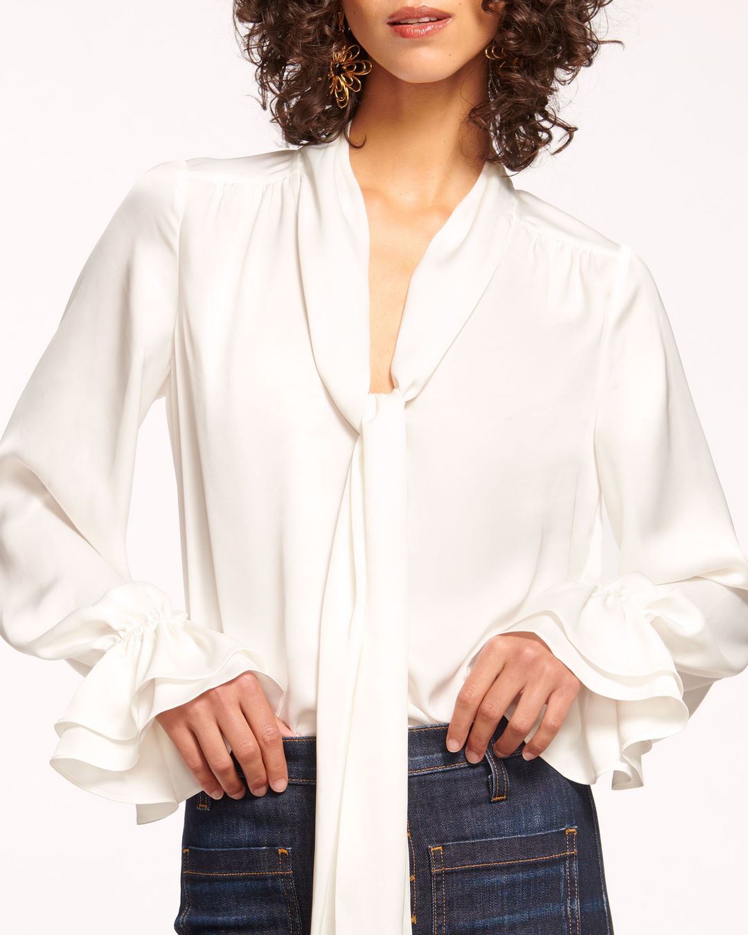 Tammy Tie-Front V-Neck Blouse #5