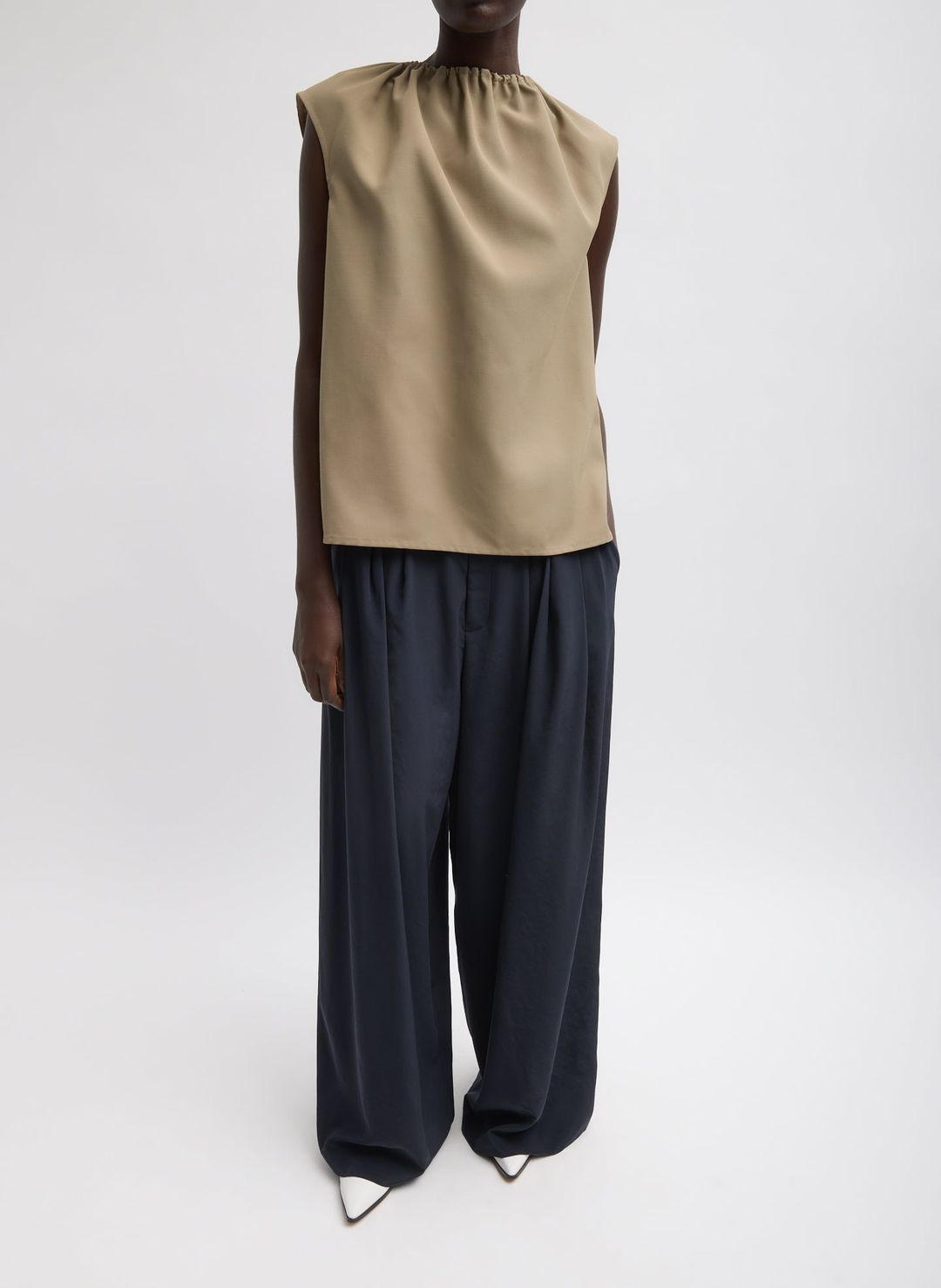 Lotte Nylon Shirred Neck Top