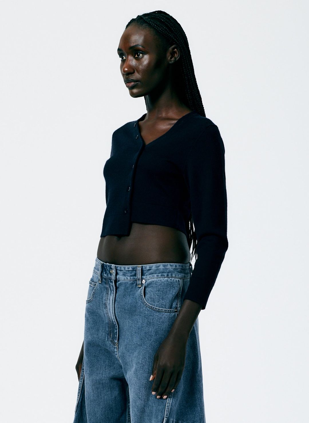 Cashmere Silk Super Cropped Asymmetrical Cardigan #3