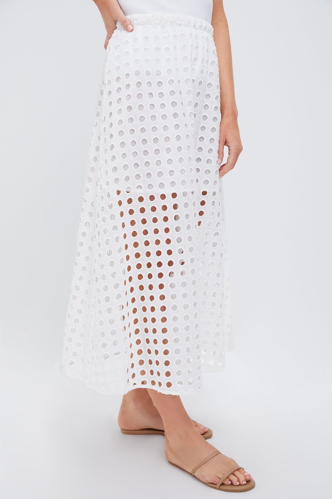 White Cotton Eyelet Eve Skirt #3