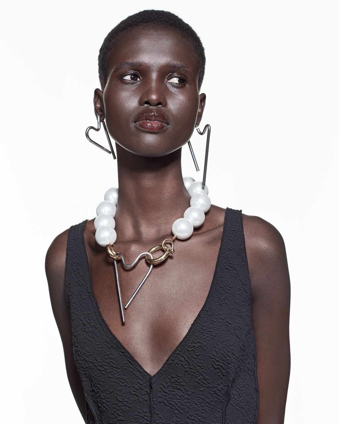 FLORAL CLOQUE V-NECK BOW DRESS - BLACK #5