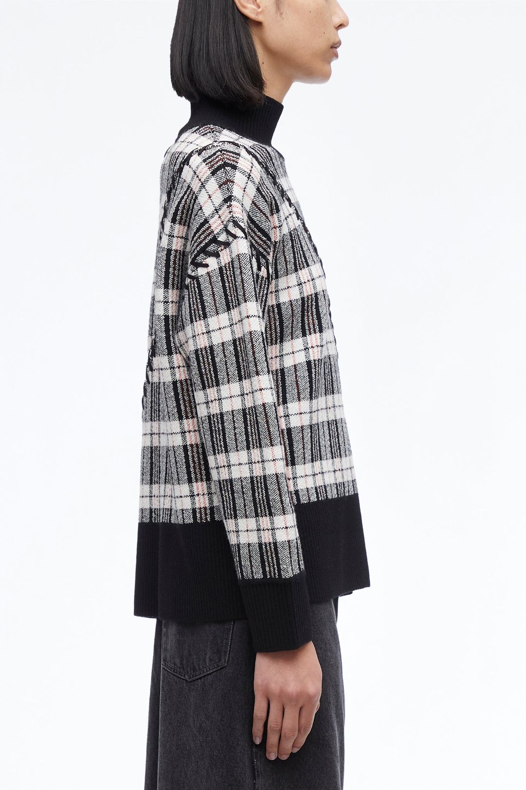 Wool Plaid Jacquard Oversized Sweater #3