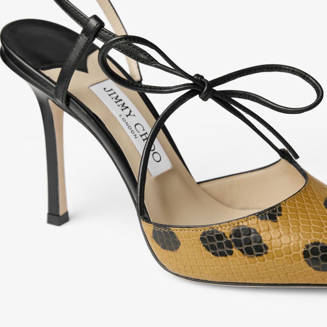 Spotted Elaphe-Printed Leather Sandal with Knot Detail #4