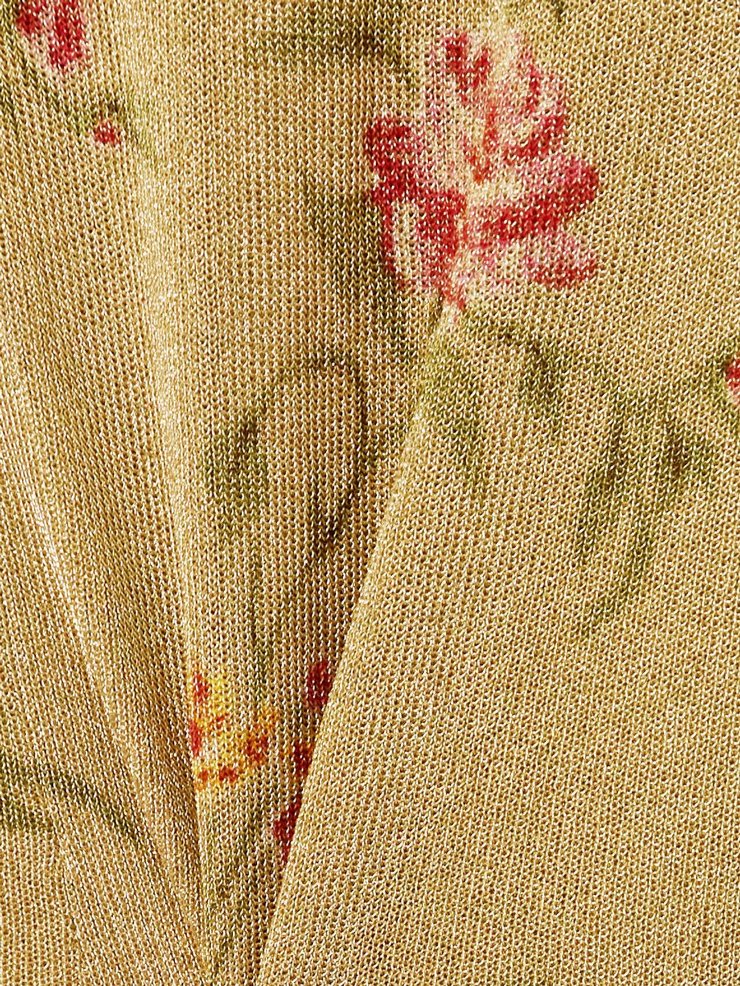 Distressed floral-print metallic knitted maxi dress #4