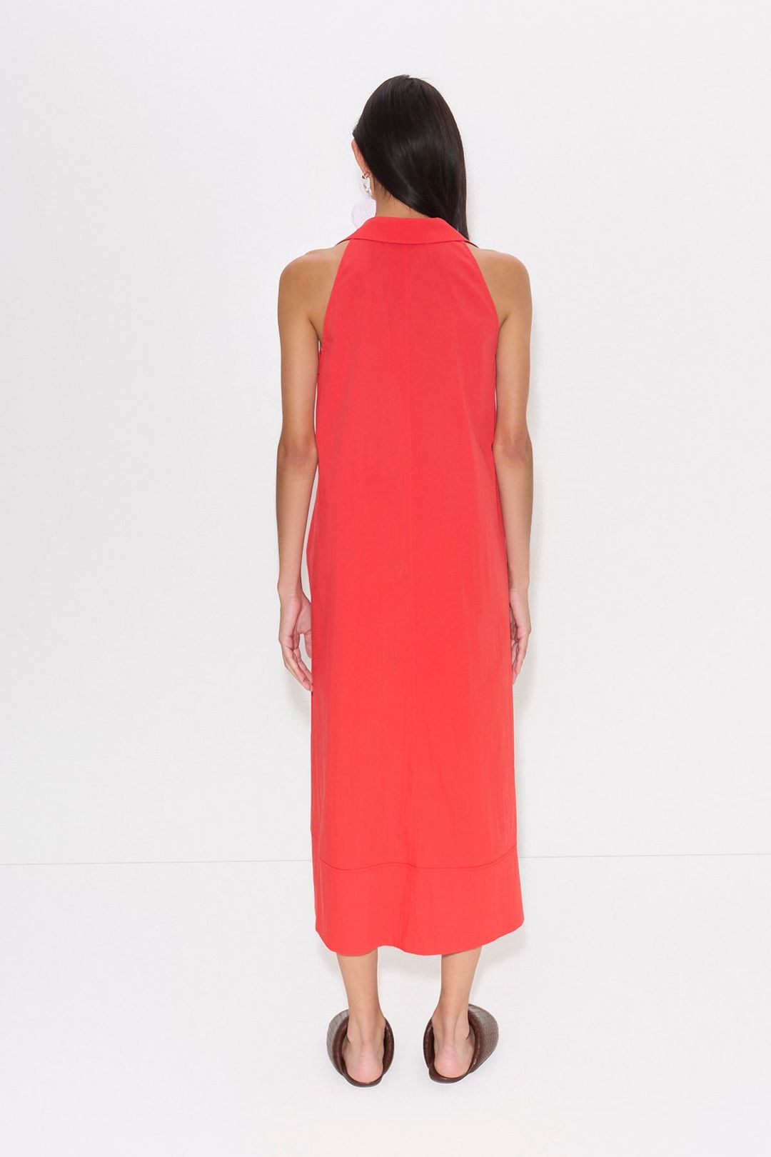 Nava Poplin Midi Dress in Cherry Red #4
