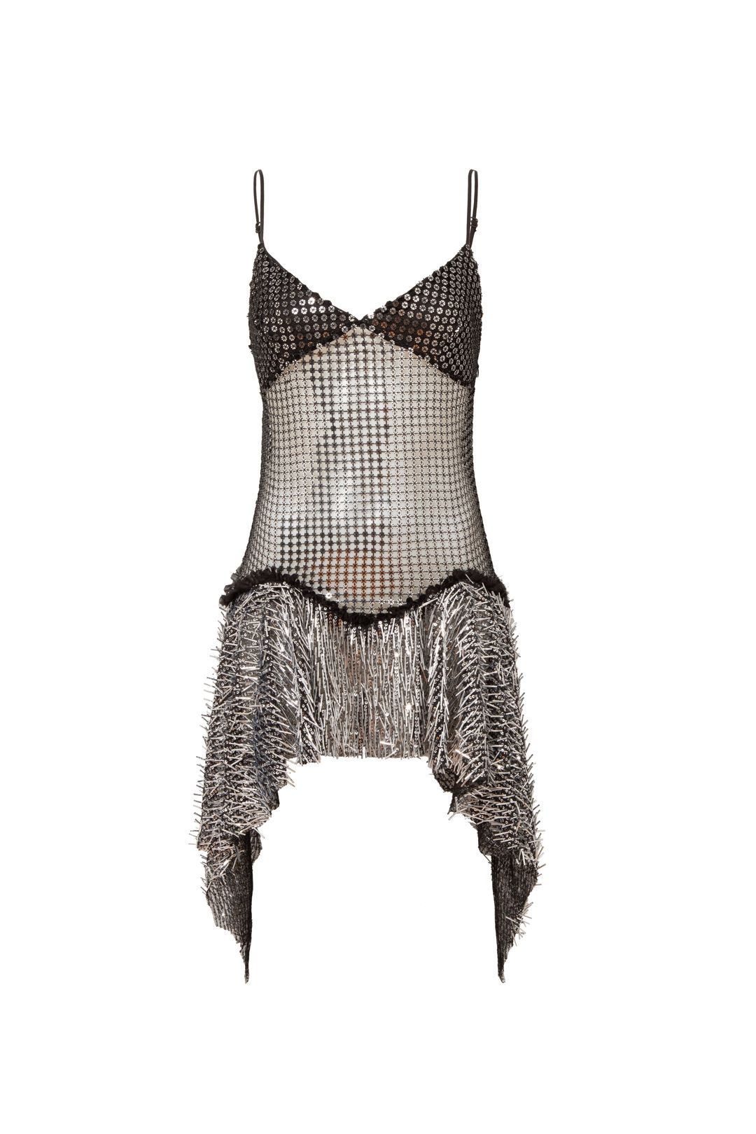 LUSTINA - Embellished mini dress with asymmetric hemline #4