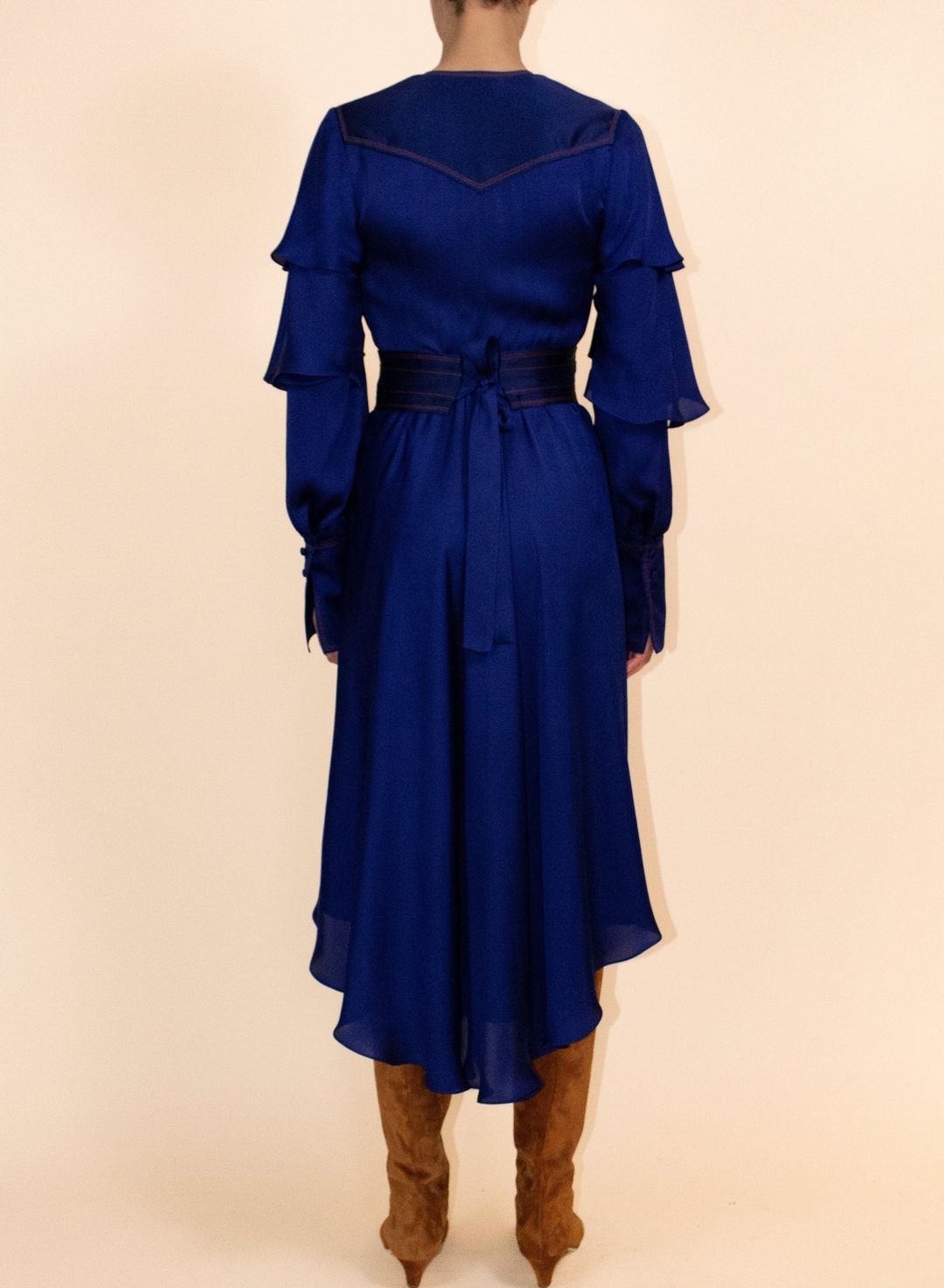 The Celeste Ruffle Sleeve Dress In Cobalt #3