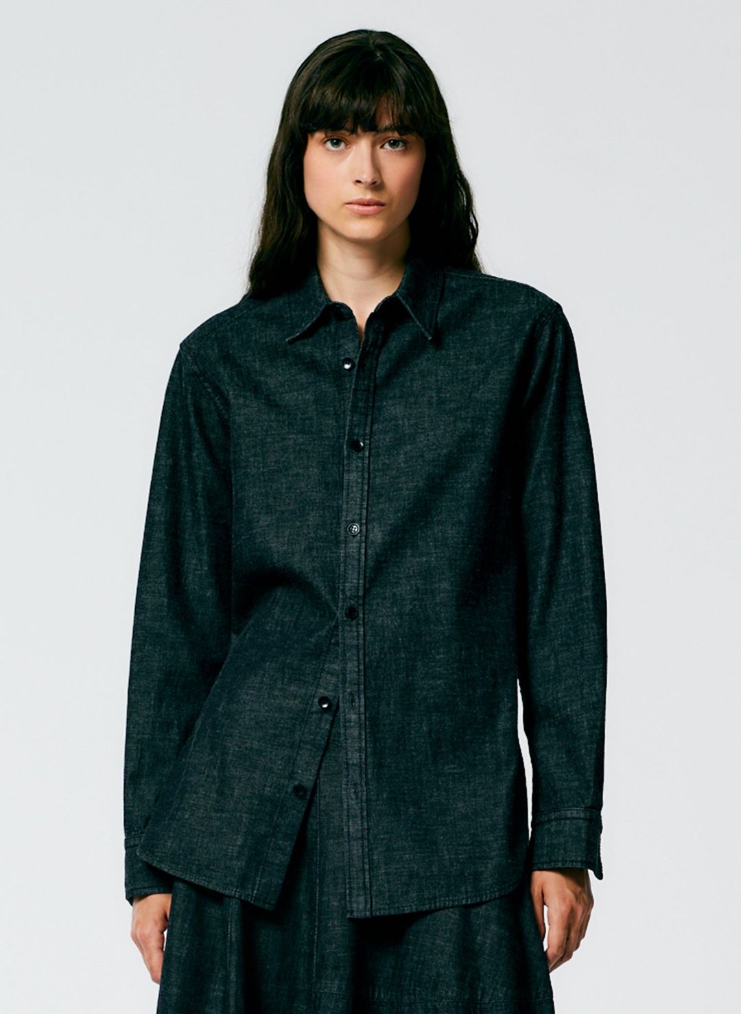 Light Weight Stone Washed Black Denim Charlie Slim Shirt #6