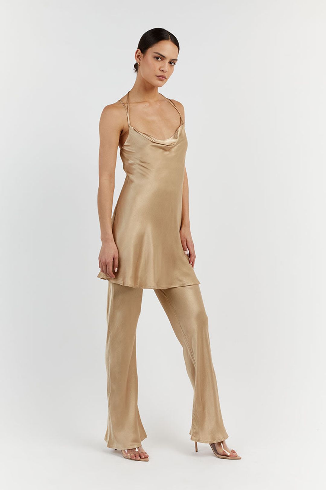 CHARLI GOLD SATIN MULTI STRAP TUNIC #3