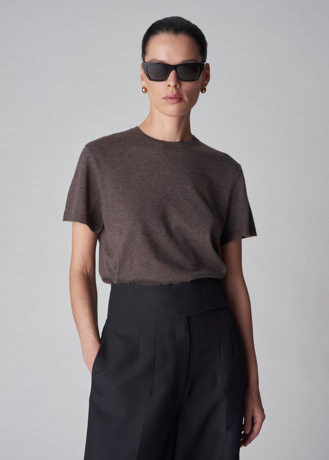 Relaxed Tee in Fine Cashmere - Brown