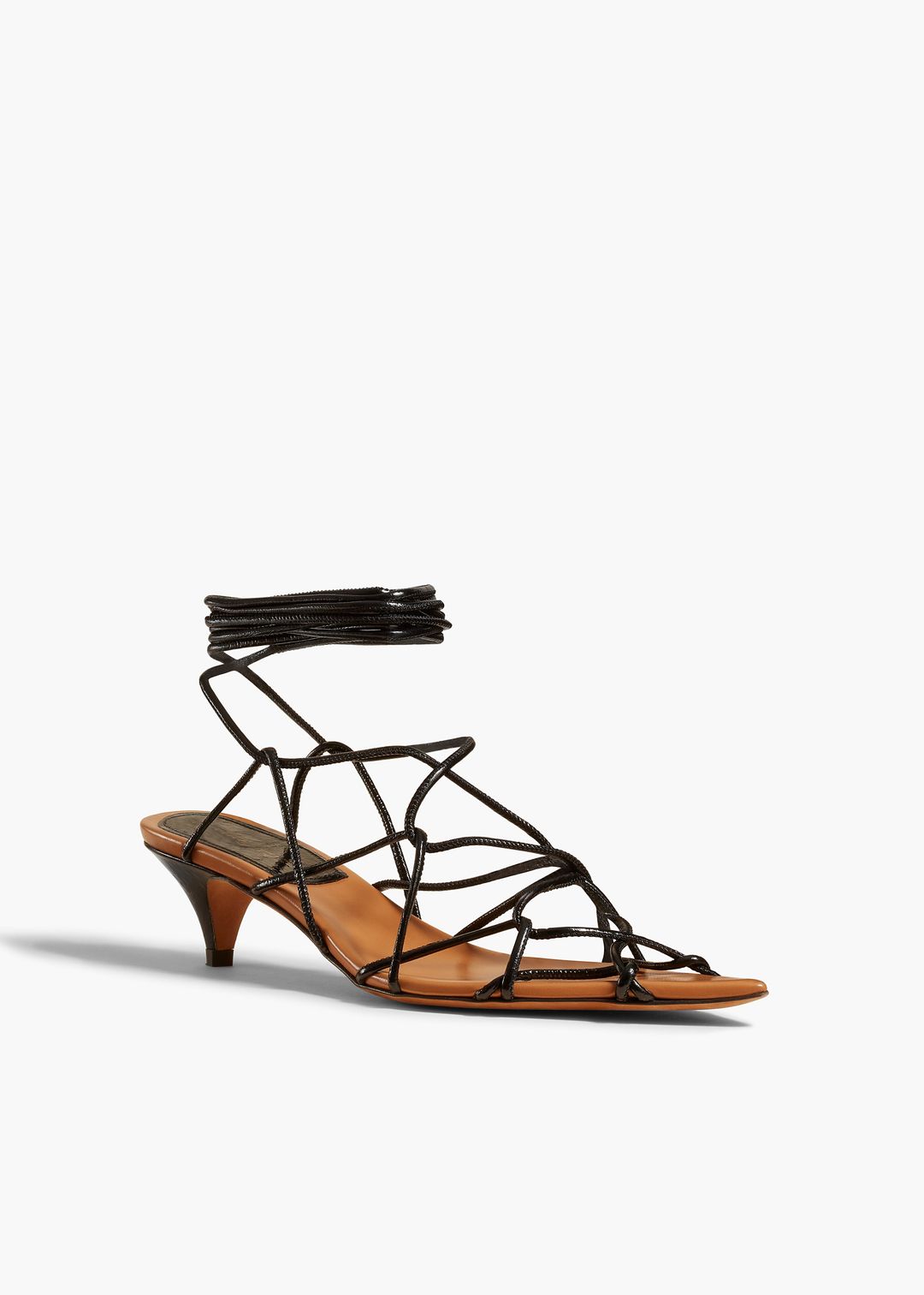 Arden Low Heel in Black Crinkled Leather