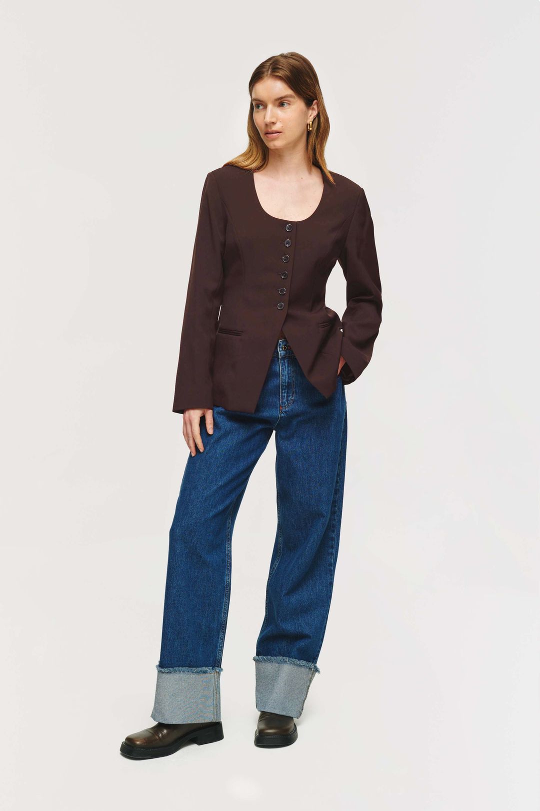 Daphne Scoop Neck Waisted Blazer