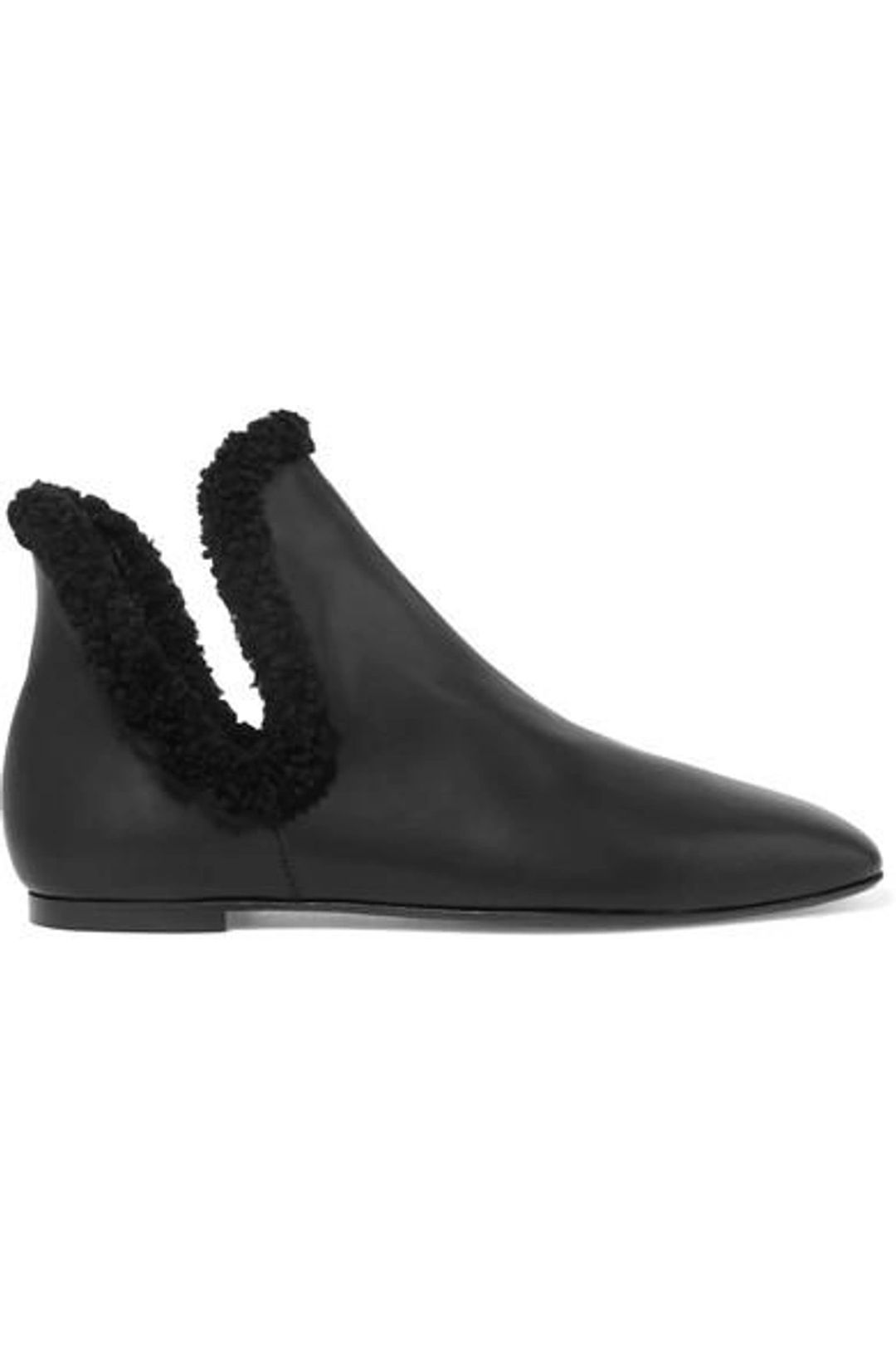 Eros Shearling-trimmed Leather Ankle Boots In Black #8