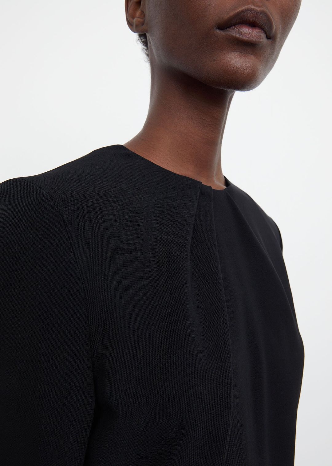 Gathered neck dress black #4