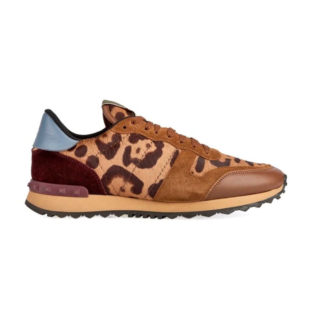 Pony Hair Leopard Print Rockstud Trainers