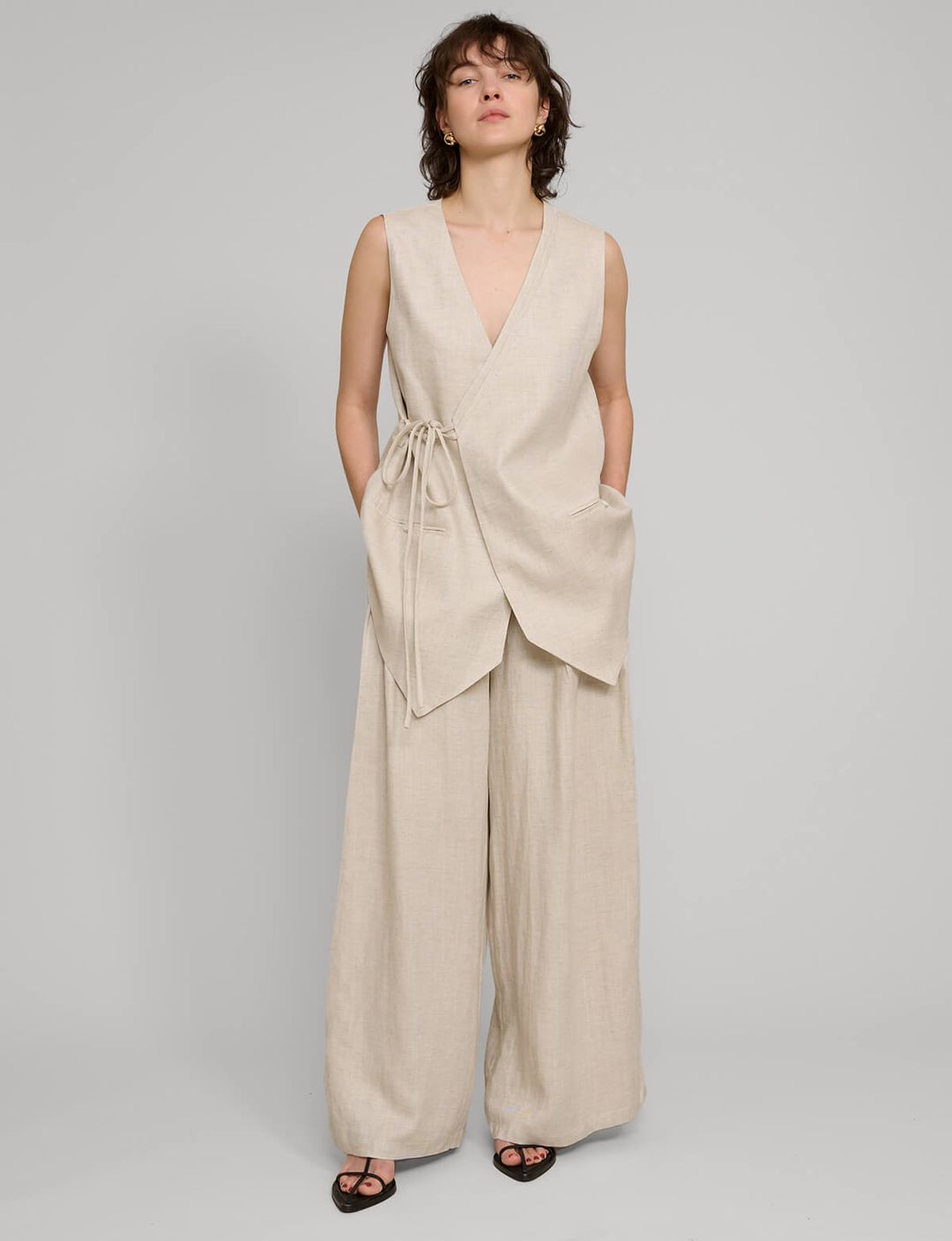Oat Linen Wide Leg Pants #9