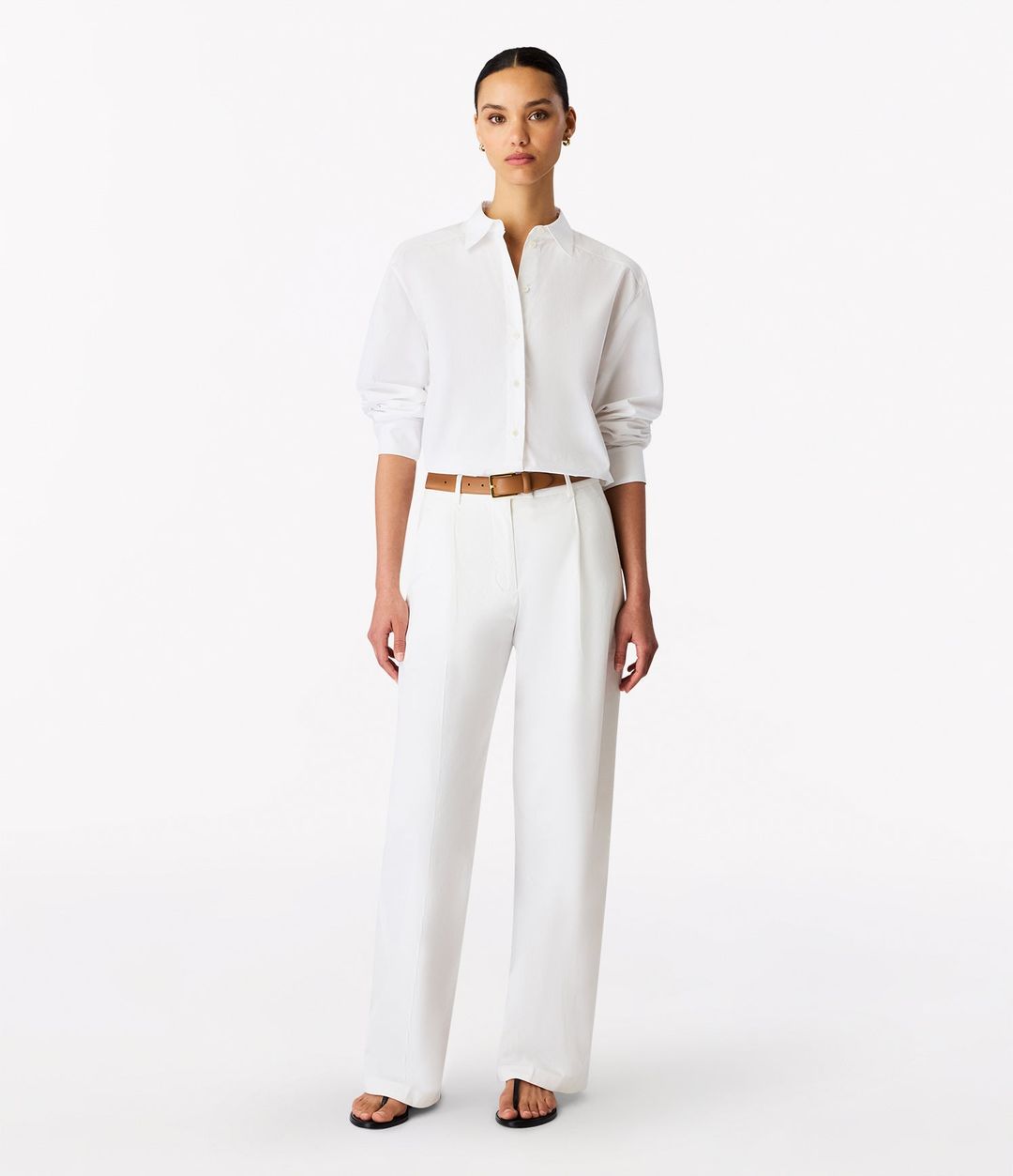 Pleat Back Poplin Shirt | White