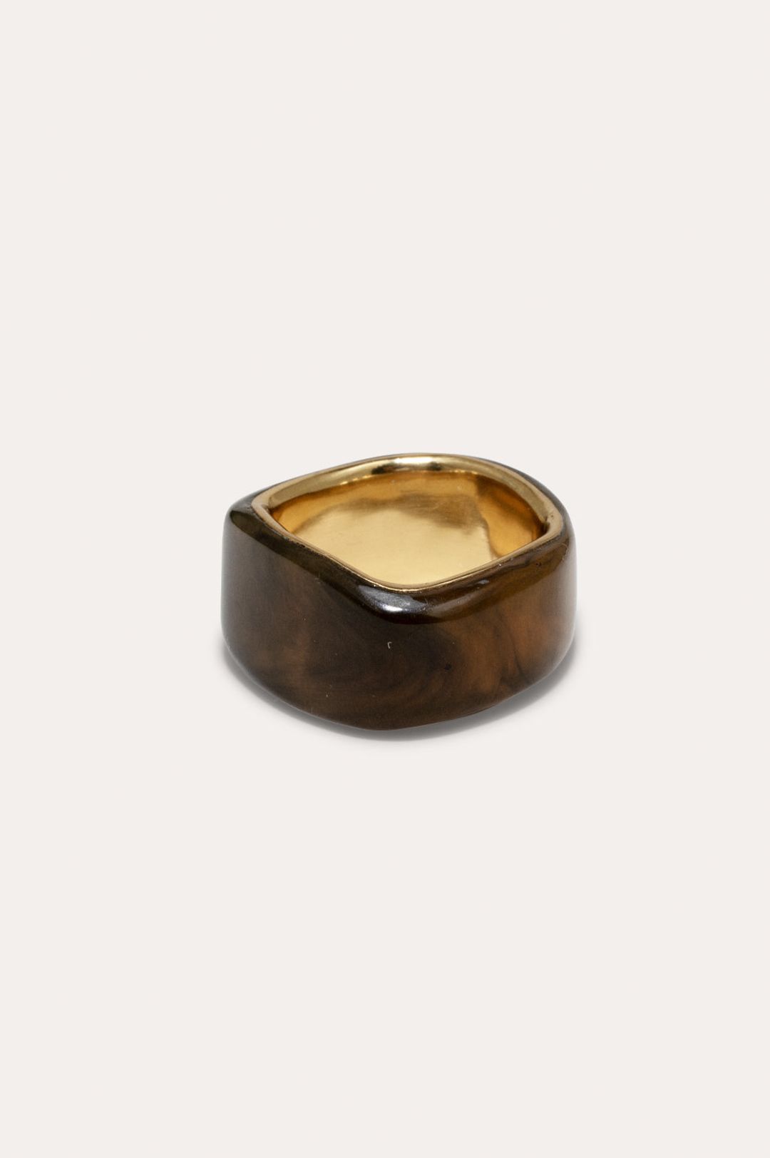 A Virtuous Circle? - Tortoise Shell Bio Resin and Gold Vermeil Signet Ring #3