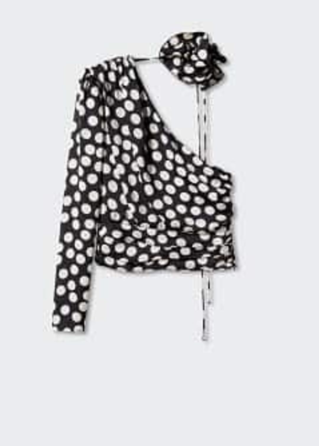 Polka-dot blouse with floral applique