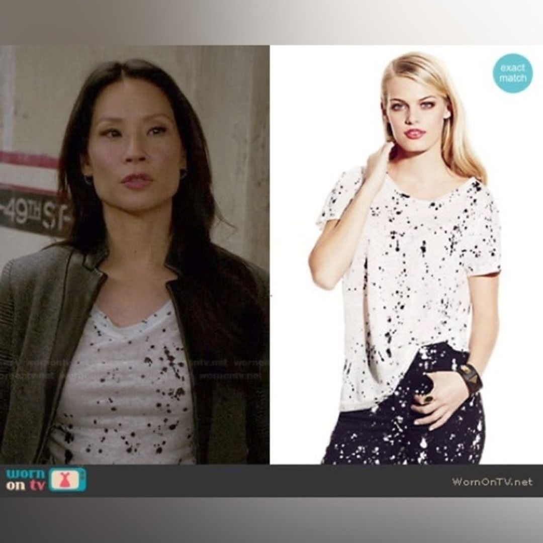 TWO by Vince Camuto Linen Jersey Mod Splatter Print T-shirt