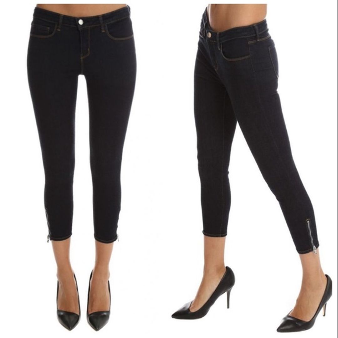 Emmanuelle Skinny Crop Zippered Jeans