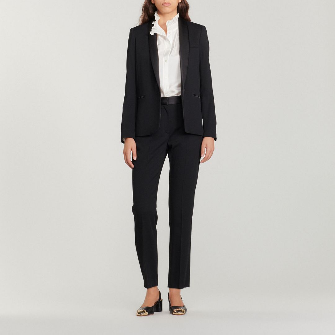 Pants with satin inset