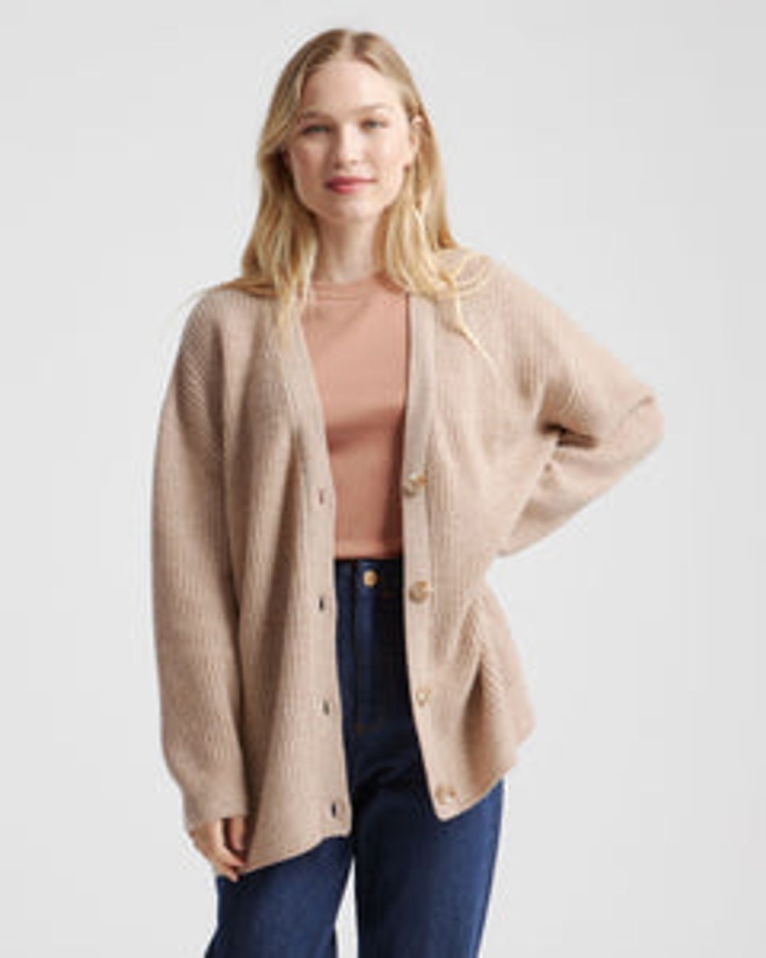 Mongolian Cashmere Oversized Boyfriend Cardigan Sweater #6