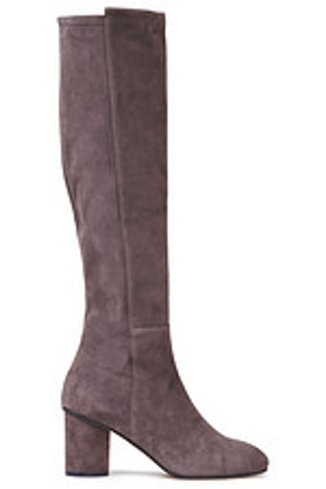 Paneled suede knee boots
